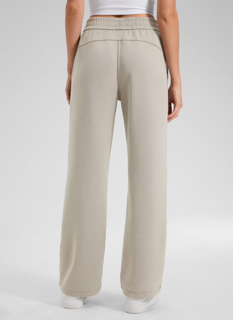 CRZ YOGA Women's SoftAura High Rise Wide Leg Pants with Pockets 31'' Stone