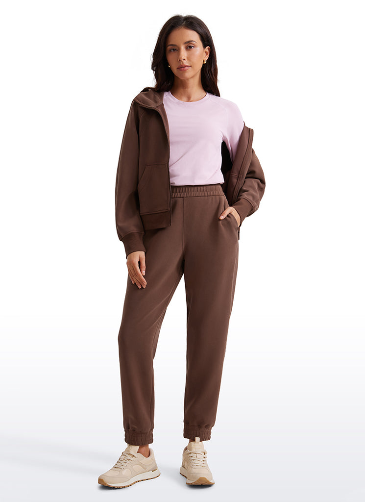 CRZ YOGA Women SoftAura Sweatpants High Waisted Pockest Joggers 28" Coffee Brown