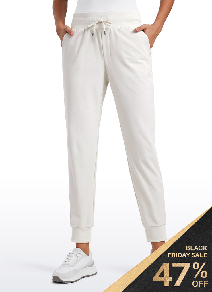 CRZ YOGA Women's Golf All-day Slim-Fit Joggers 27.5'' with pockets Milky White