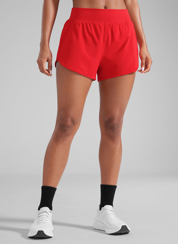 CRZ YOGA Women's Feathery-Fit Soft Mid Waisted Shorts 3” with Pockets Liner True Navy