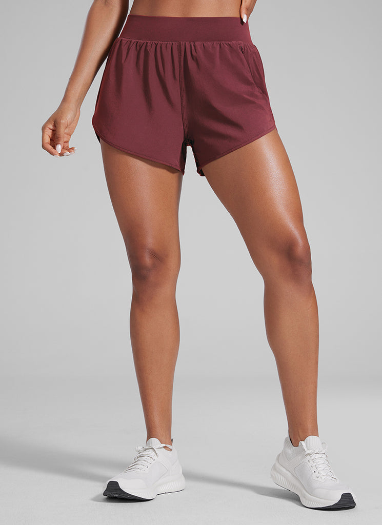 CRZYOGA Women's High Waisted Dolphin Shorts 3” With Zipper Pockets Liner Stelindigo