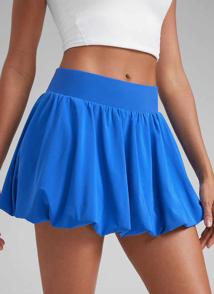 CRZ YOGA Women's Tennis Skirts  Mini Ruffled Hem Balloon Skort Sparkle Blue
