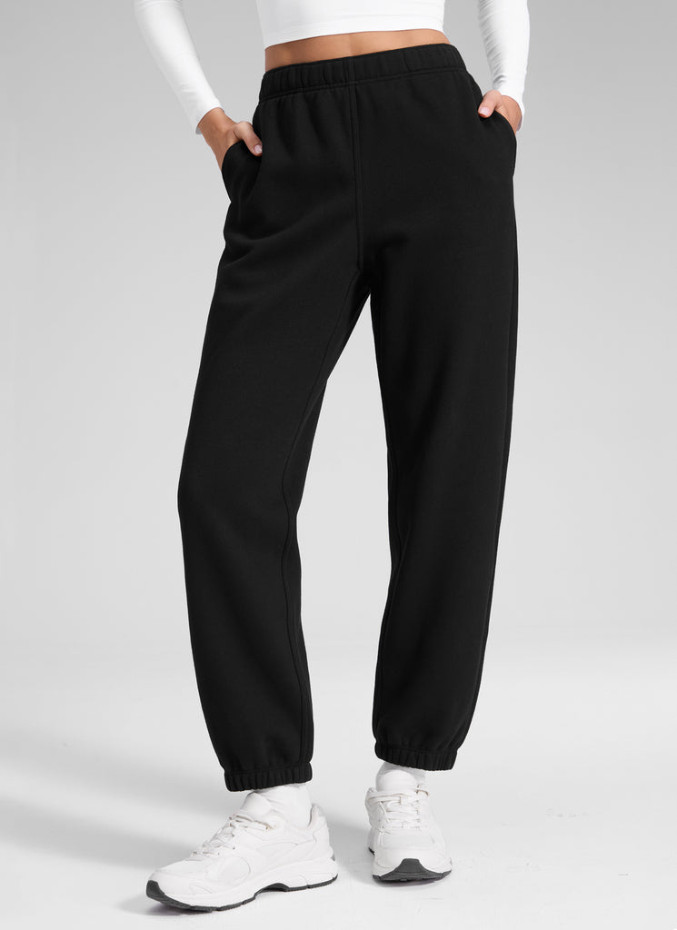 CRZ YOGA Women's Fleece Lined High Rise Drastring Pocket Sweatpants Oak