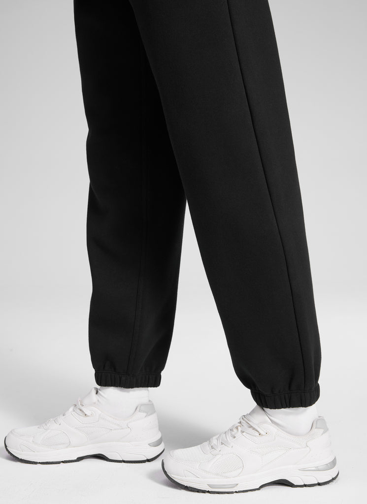 CRZ YOGA Women's Fleece Lined High Rise Drastring Pocket Sweatpants Black