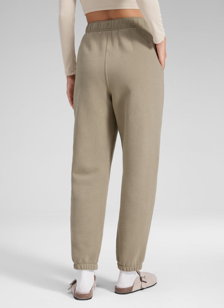 CRZ YOGA Women's Fleece Lined High Rise Drastring Pocket Sweatpants Oak