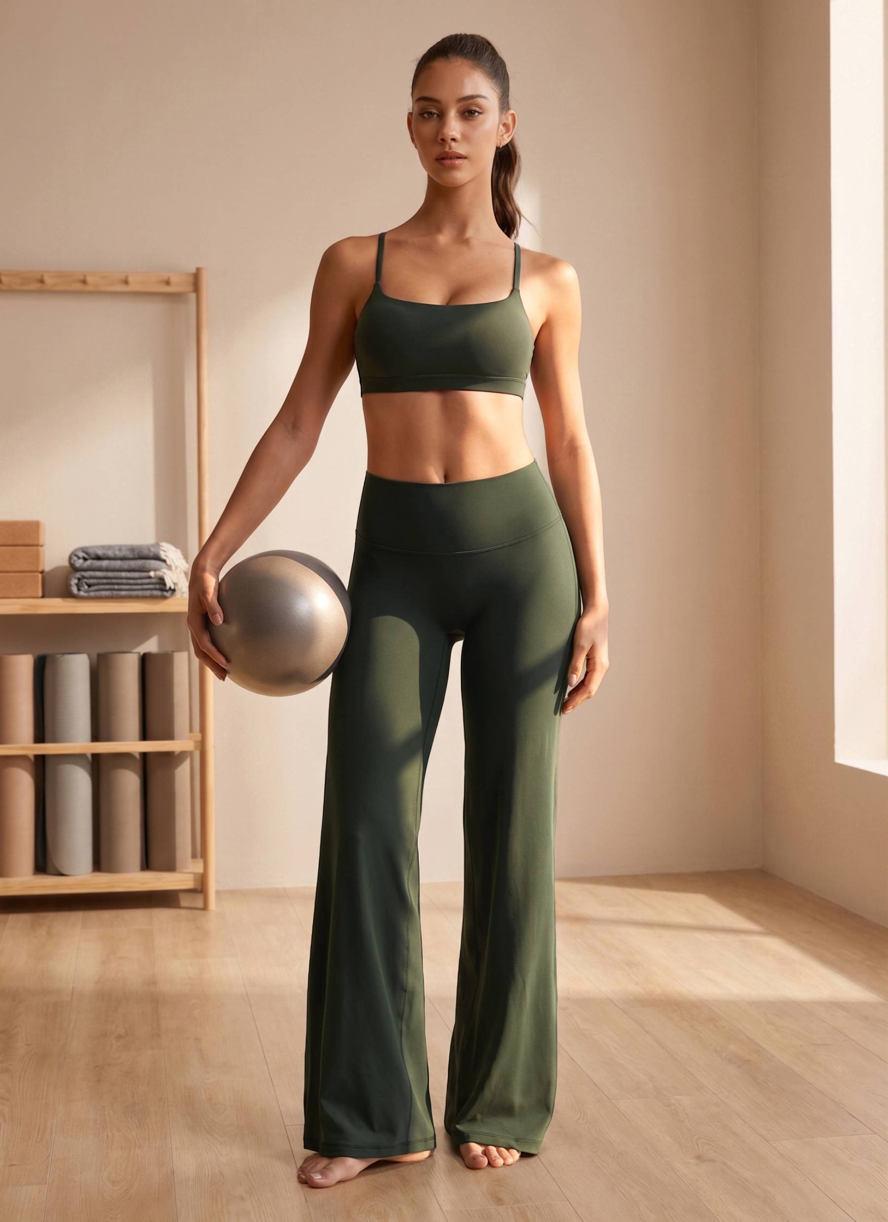 CRZ YOGA Women's Softretch Workout No Front Seam Wide Leg Pant 30