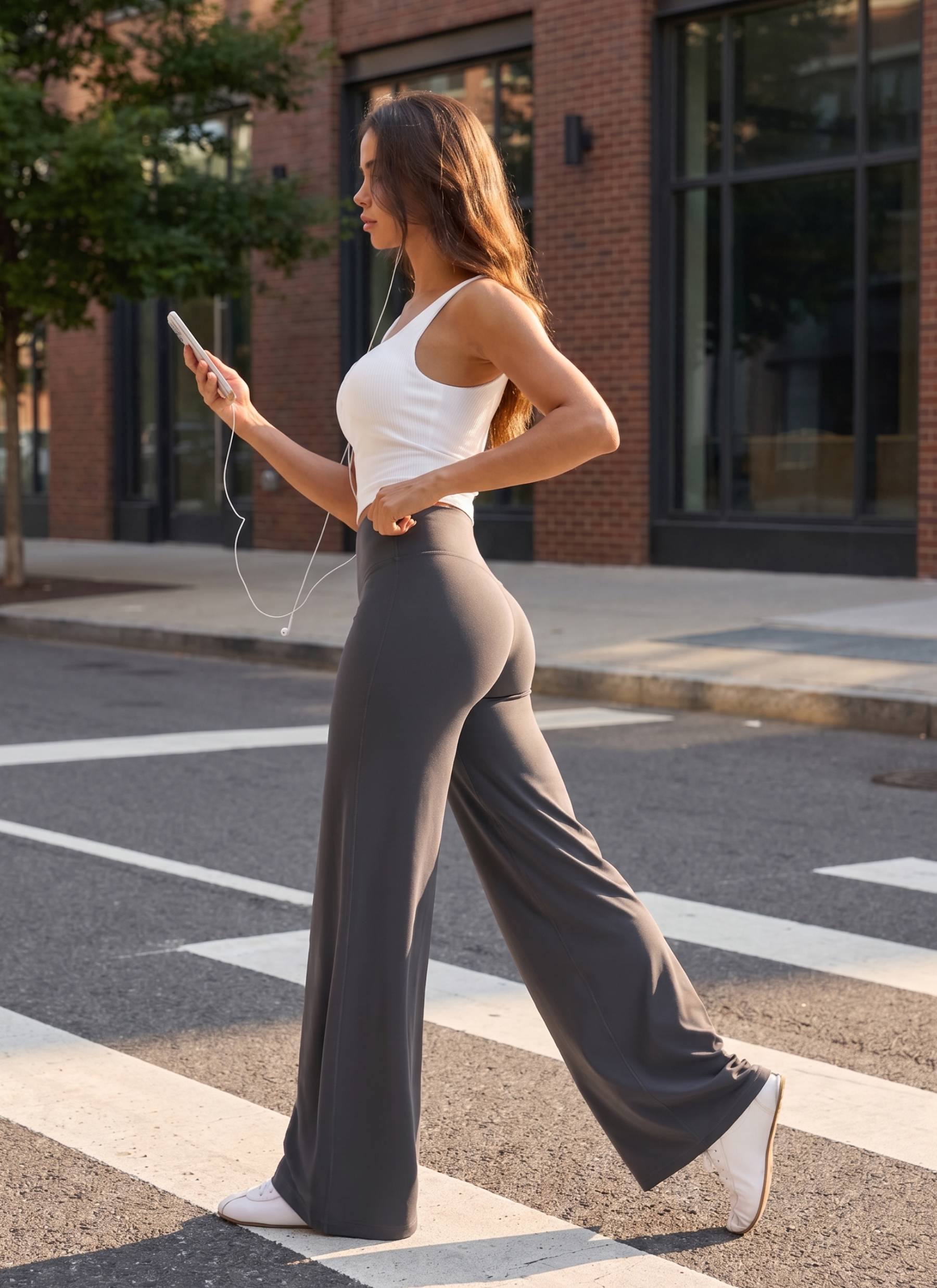 CRZ YOGA Women's Softretch Workout No Front Seam Wide Leg Pant 28