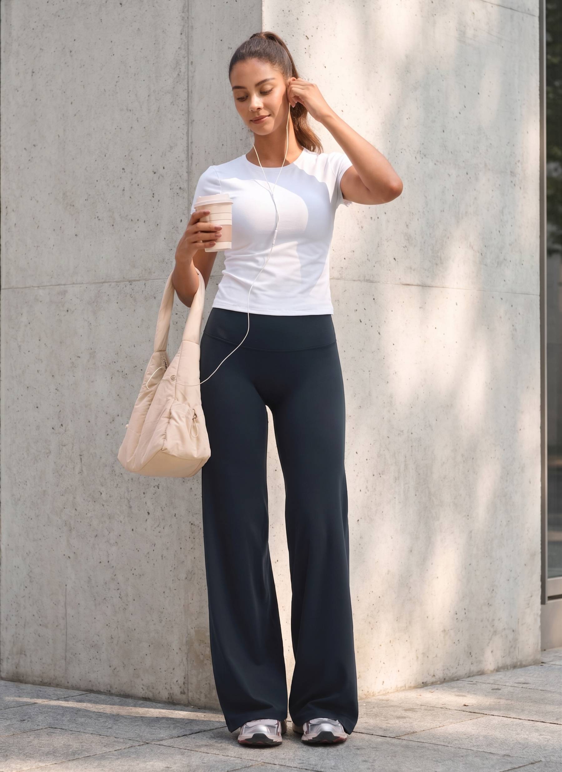 CRZ YOGA Women's Softretch Workout No Front Seam Wide Leg Pant 28