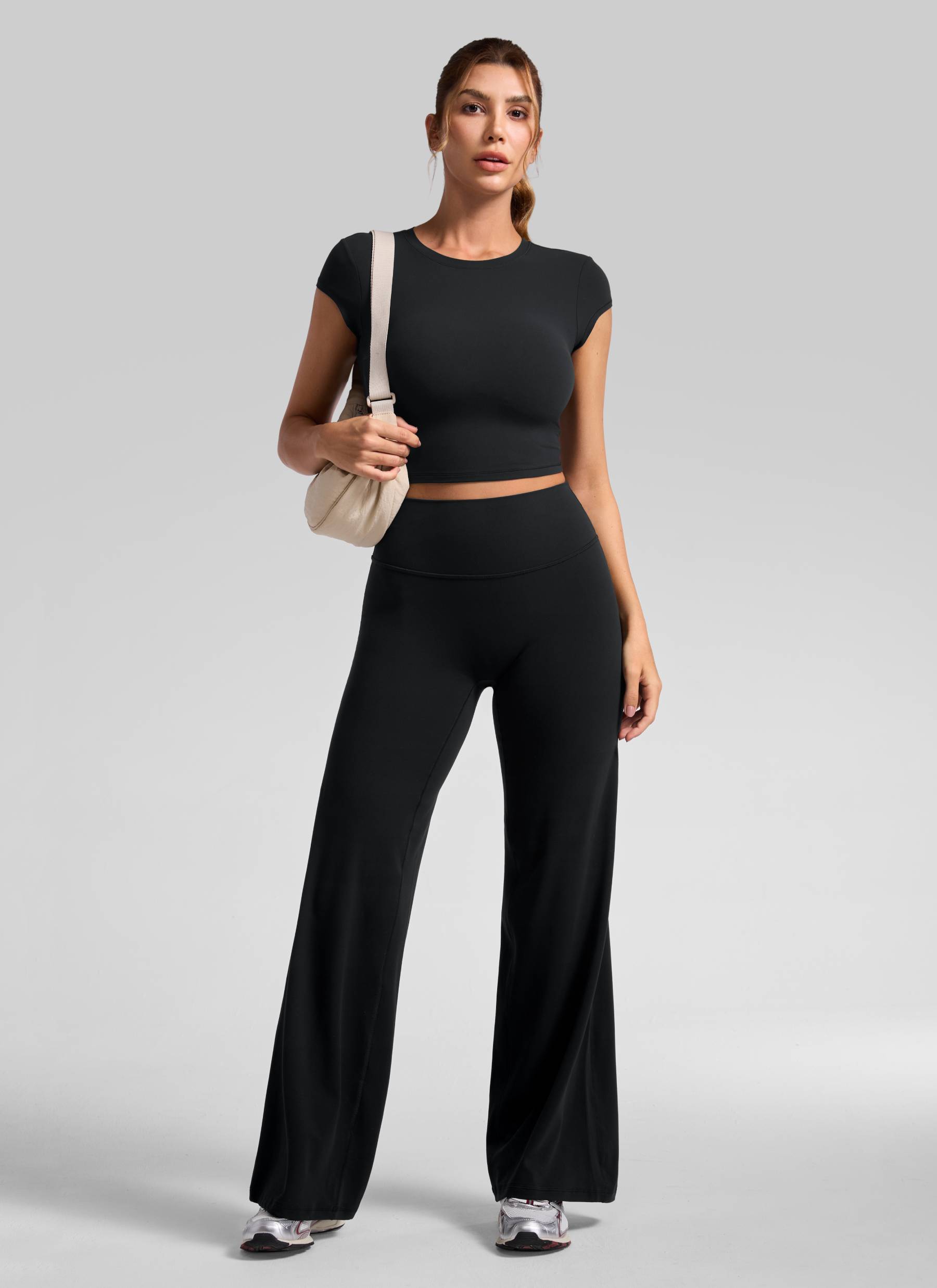 CRZ YOGA Women's Softretch Workout No Front Seam Wide Leg Pant 32