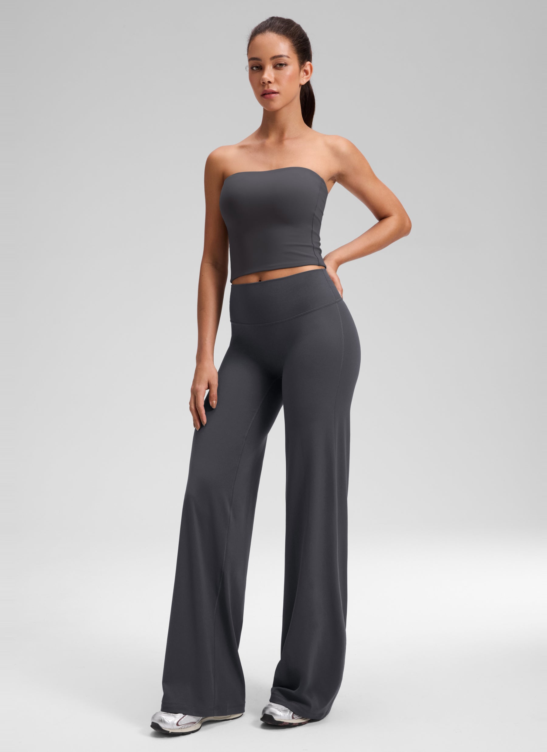 CRZ YOGA Women's Softretch Workout No Front Seam Wide Leg Pant 32