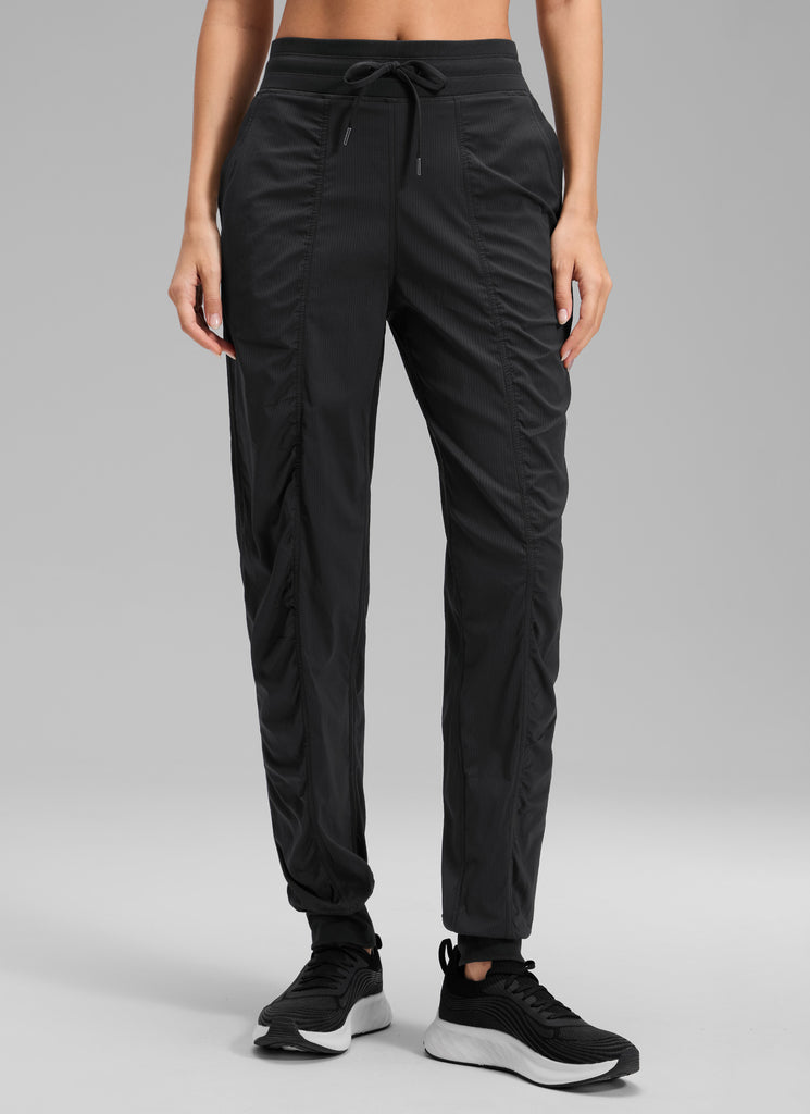 CRZ YOGA Women's Casual High Rise Drawstring Pocket Ruched Jogger 30'' Ink Blue