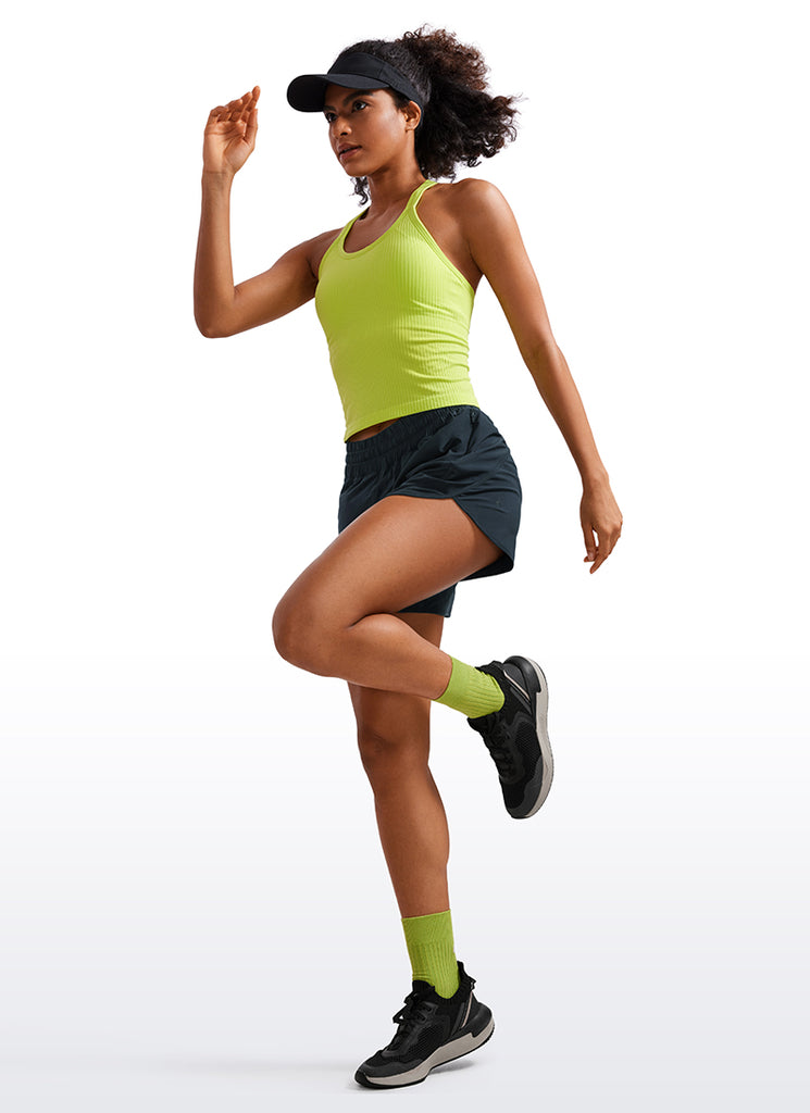 CRZ YOGA Women's Running Mid Rise Feathery-Fit Mesh Liner Shorts 5'' Stelindigo