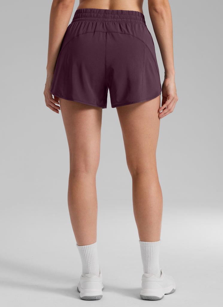 CRZ YOGA Women's Running High Waisted Mesh Lined Shorts 3'' White