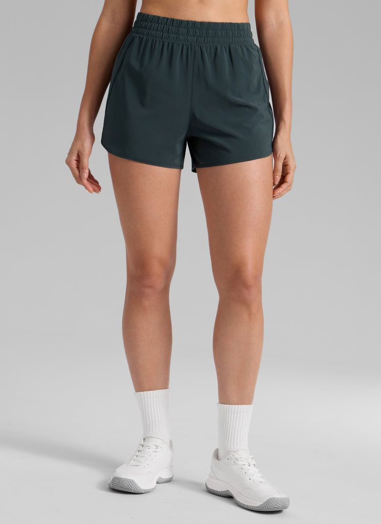 CRZ YOGA Women's Running High Waisted Mesh Lined Shorts 3'' Black