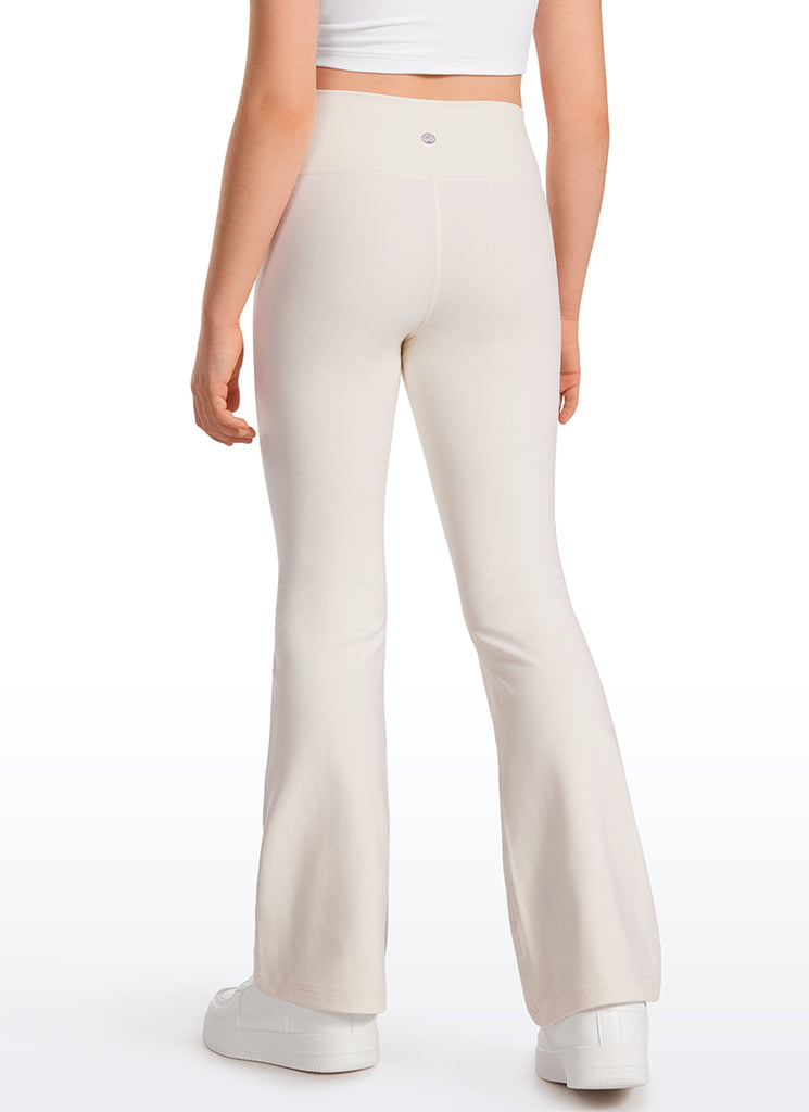 CRZ YOGA Girl's Active Sports Yoga Lounge Butterluxe Flare Leggings White Apricot
