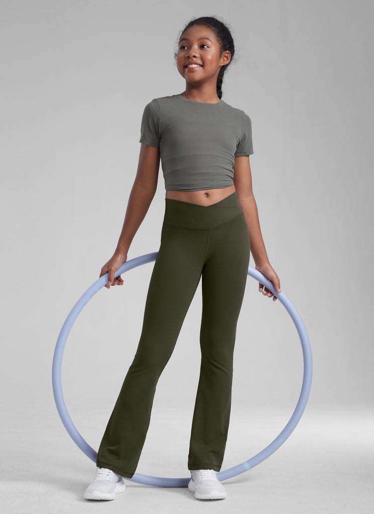 CRZ YOGA Girl's Active Sports Yoga Lounge Butterluxe Flare Leggings Tornado