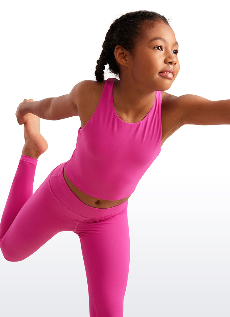 CRZ YOGA girl's Active Sports Butterluxe Racerback Tank Top Black