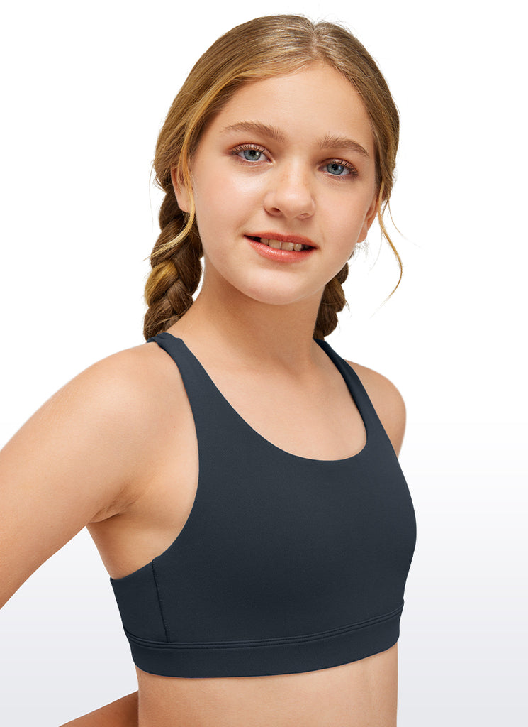 CRZ YOGA Girl's Active Sports Butterluxe Teens Strappy Bra Pink Peony