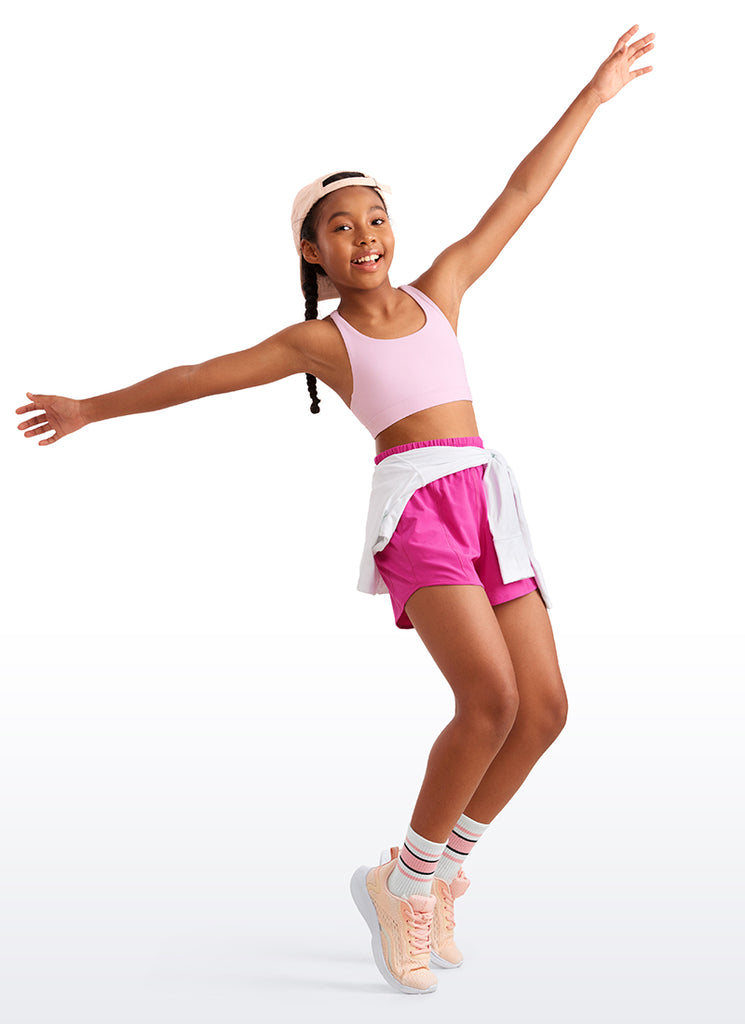 CRZ YOGA Girl's Active Sports Butterluxe Teens Strappy Bra Hibiscus Purple