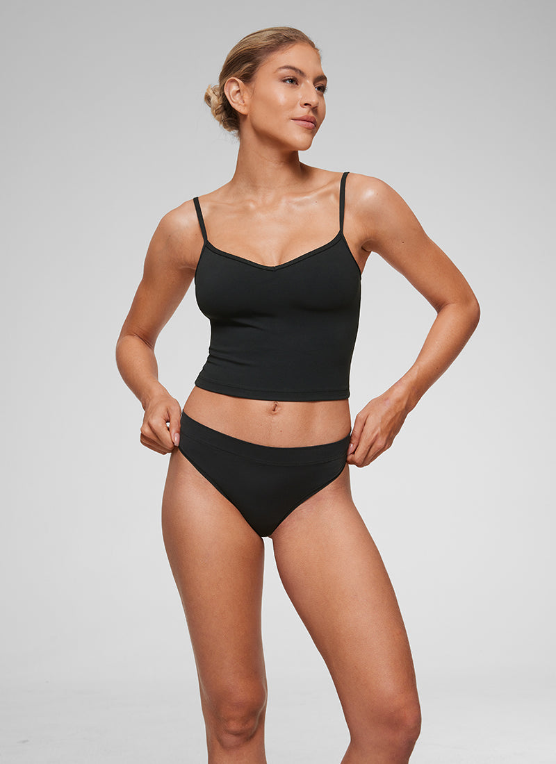 CRZ YOGA Women Softhold High Rise Thongs Ladies Underwear 3 Pack Black 3pack