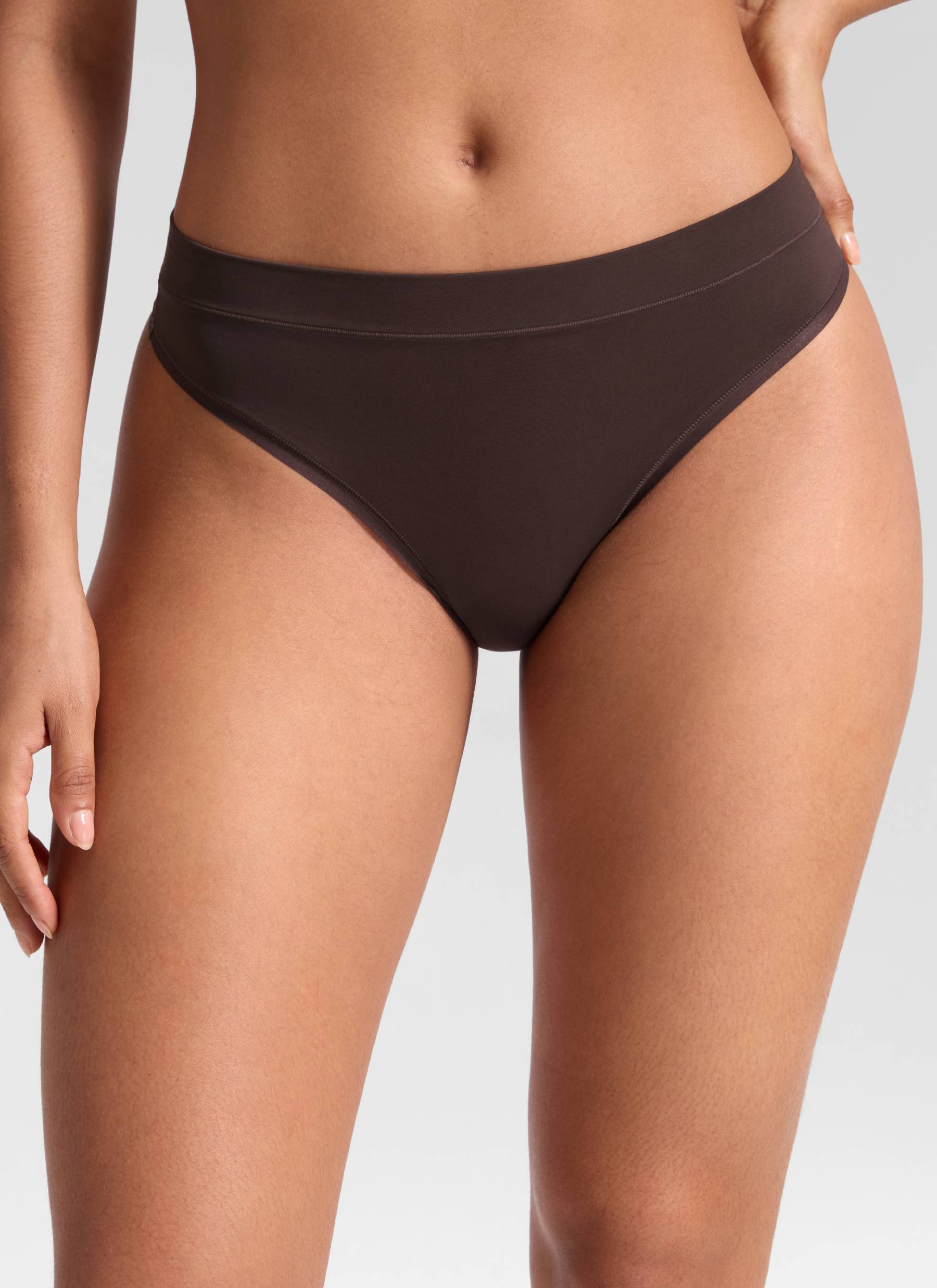 CRZ YOGA Women Softhold High Rise Thongs Ladies Underwear 3 Pack Hot Fudge Brown 3pack