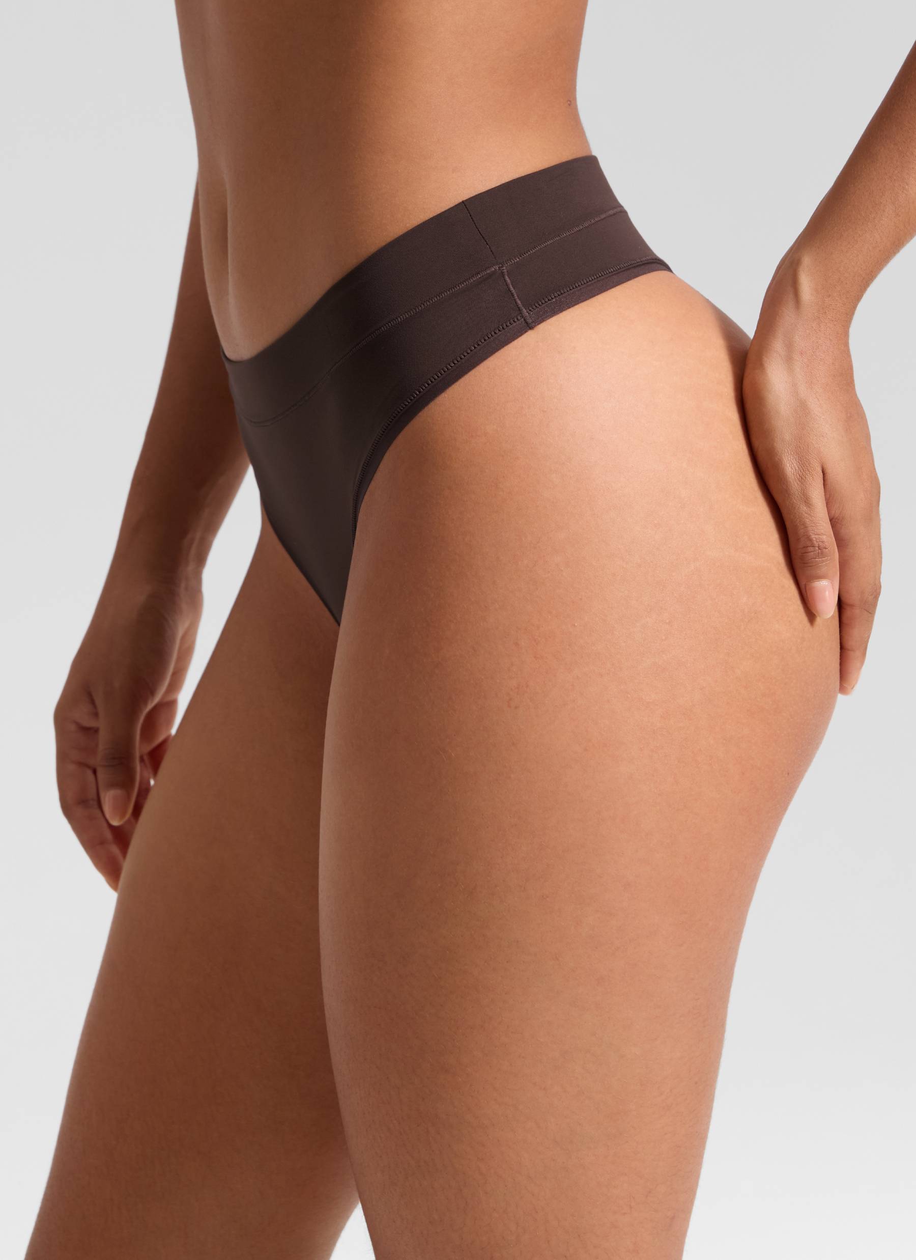 CRZ YOGA Women Softhold High Rise Thongs Ladies Underwear 3 Pack Hot Fudge Brown 3pack