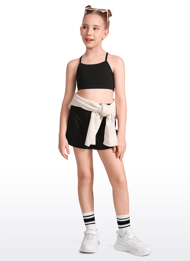 CRZ YOGA Girl's Active Sports Y-Back Bra Butterluxe Teens Tops Black