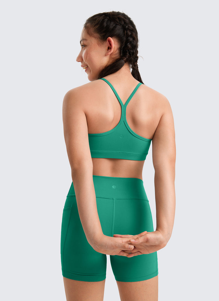 CRZ YOGA Girl's Active Sports Y-Back Bra Butterluxe Teens Tops Cascadia Green