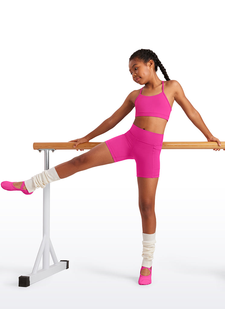 CRZ YOGA Girl's Active Sports Y-Back Bra Butterluxe Teens Tops Hibiscus Purple