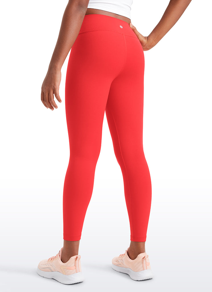 CRZ YOGA Girl's High Rise Butterluxe Sport Leggings 25'' V Cross Waist Deep Red