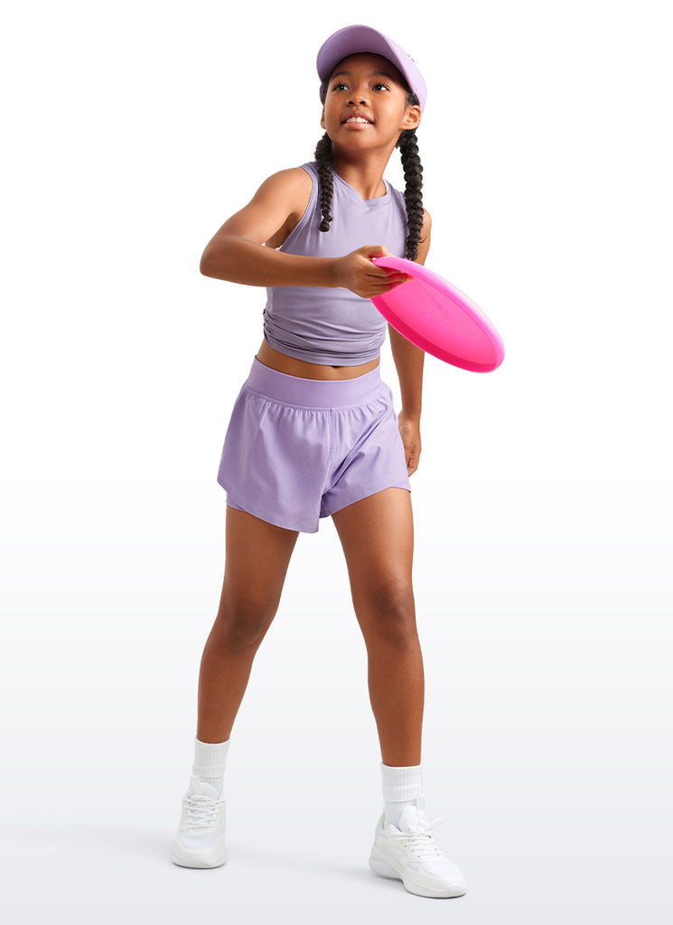 CRZ YOGA Girl's Running Feathery-Fit Soft High Rise Lined Shorts 2.5'' True Navy