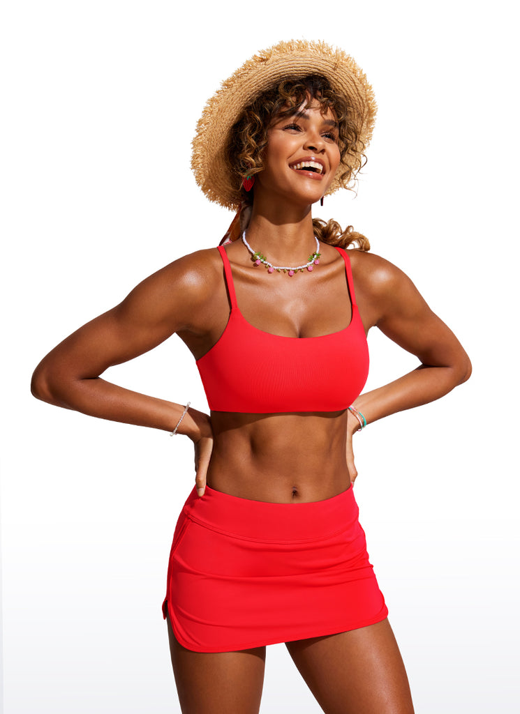 CRZ YOGA Women's Swimwear Tops Bikini Top Adjustable Strap Jungle Camouflage Gray