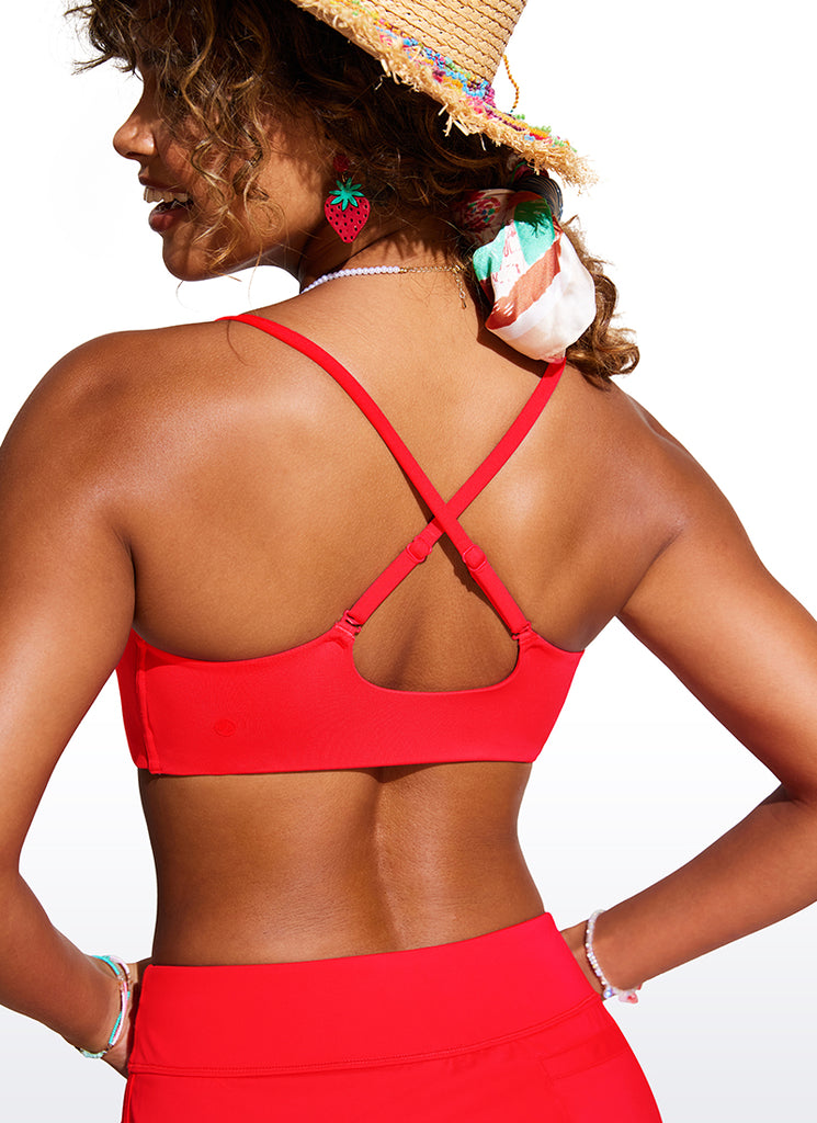 CRZ YOGA Women's Swimwear Tops Bikini Top Adjustable Strap White