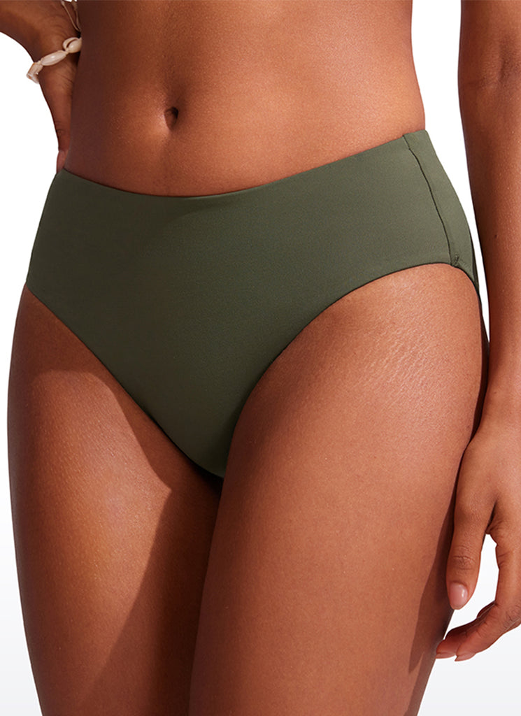 CRZ YOGA Women's Swimwear Bottoms Sunshine Bikini Bottoms Mid Rise Dark Olive