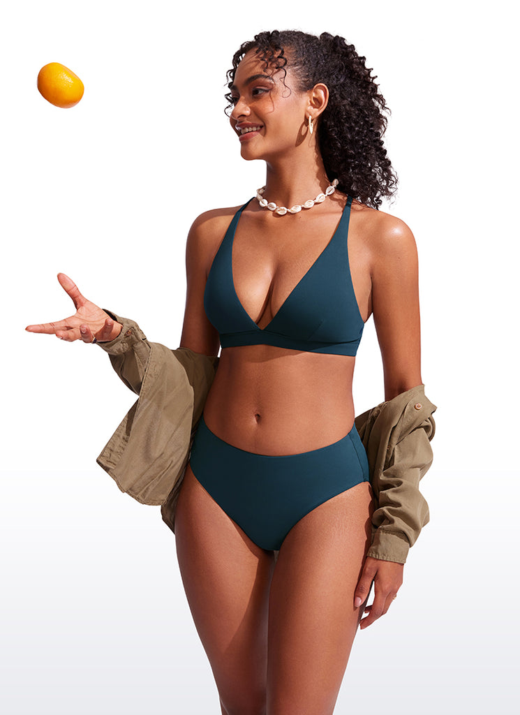 CRZ YOGA Women's Swimwear Bottoms Sunshine Bikini Bottoms Mid Rise Insignia Blue