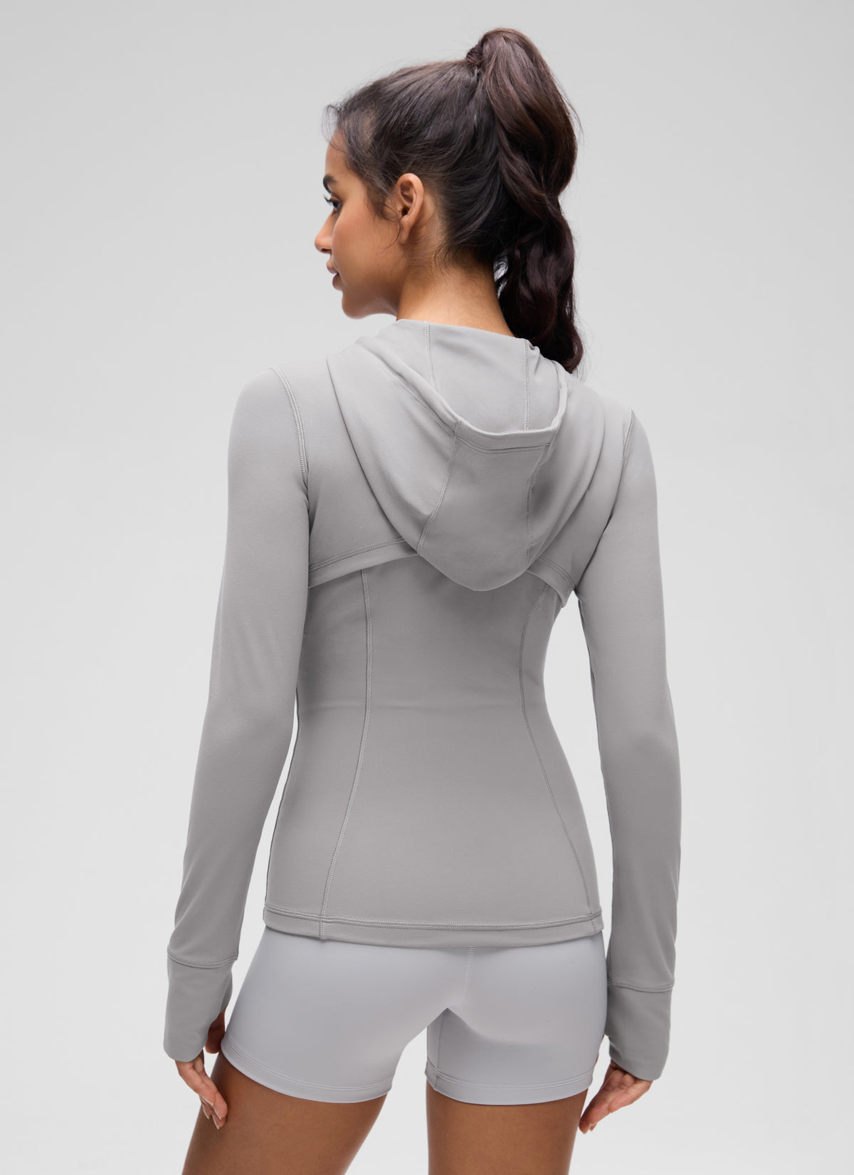 CRZ YOGA Women's Butterluxe Slim Fit Pocket Outerwear Full Zip Hoodies Gull Gray