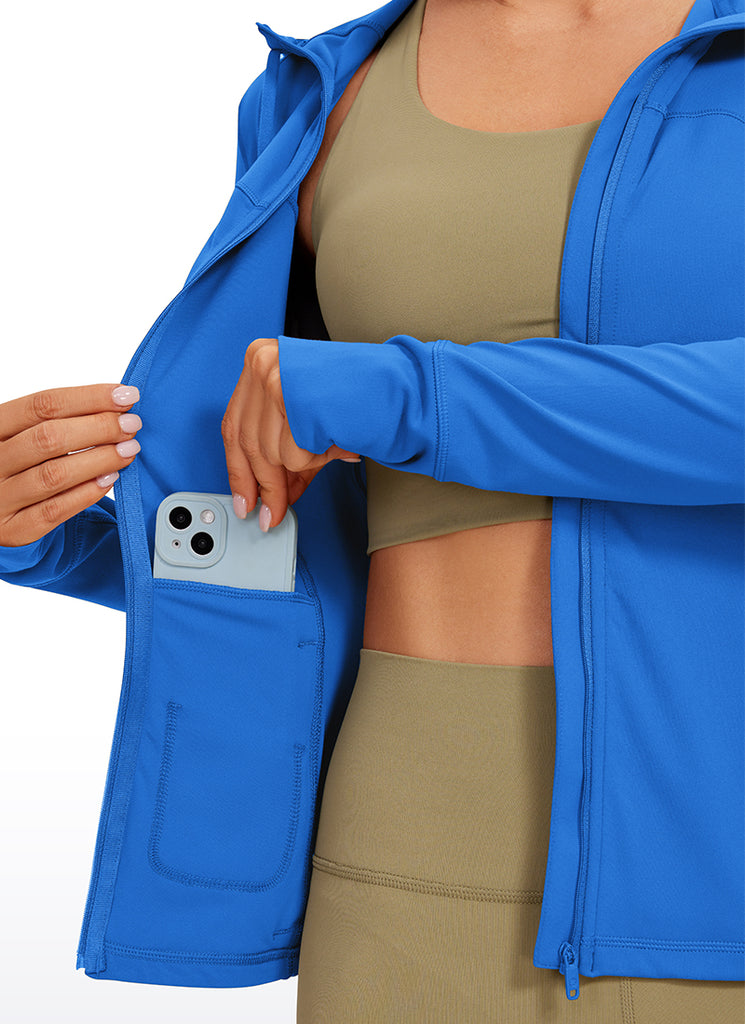 CRZ YOGA Women's Butterluxe Slim Fit Pocket Outerwear Full Zip Hoodies Gull Gray