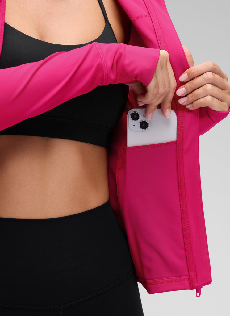 CRZ YOGA Women's Butterluxe Slim Fit Pocket Outerwear Full Zip Hoodies Grey Sage