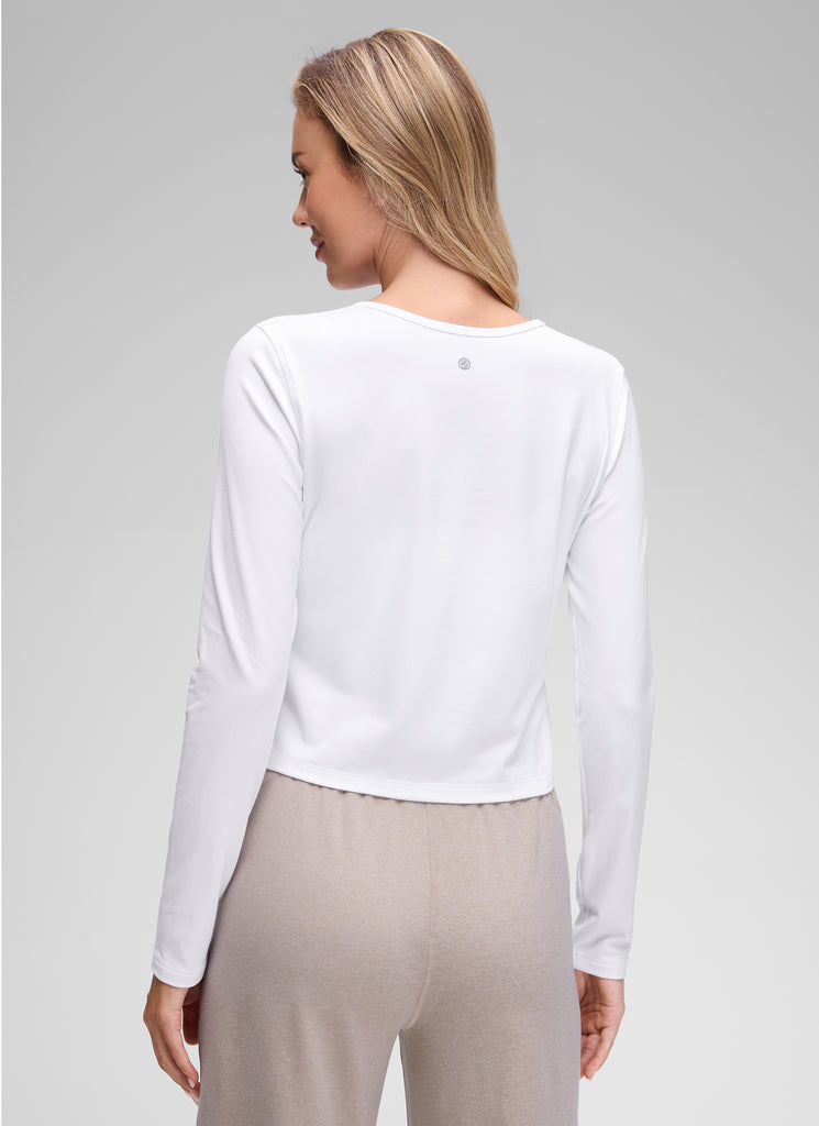 CRZ YOGA Women's Cloud Jersey Casual Button Down Waist Length Cardigan Hot Fudge Brown