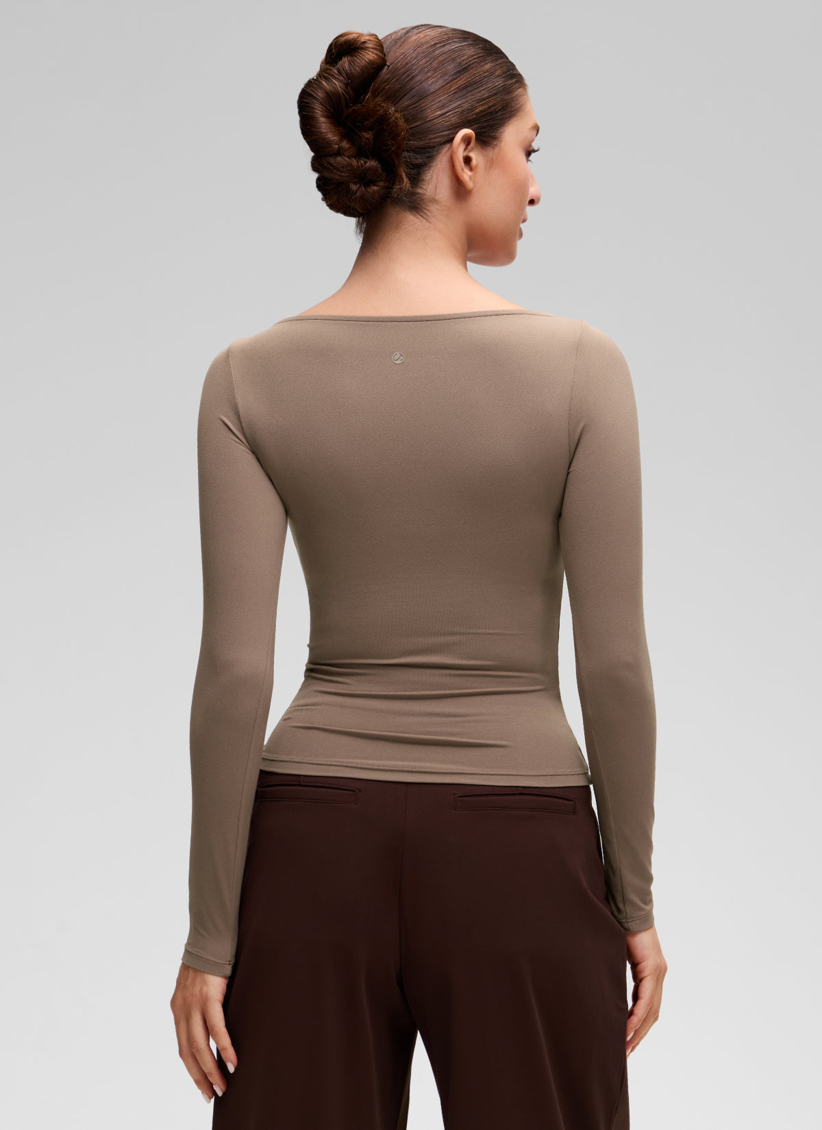 CRZ YOGA Women's Softembrace Casual Boat Neck Waist Length Long Sleeve Brown Purple