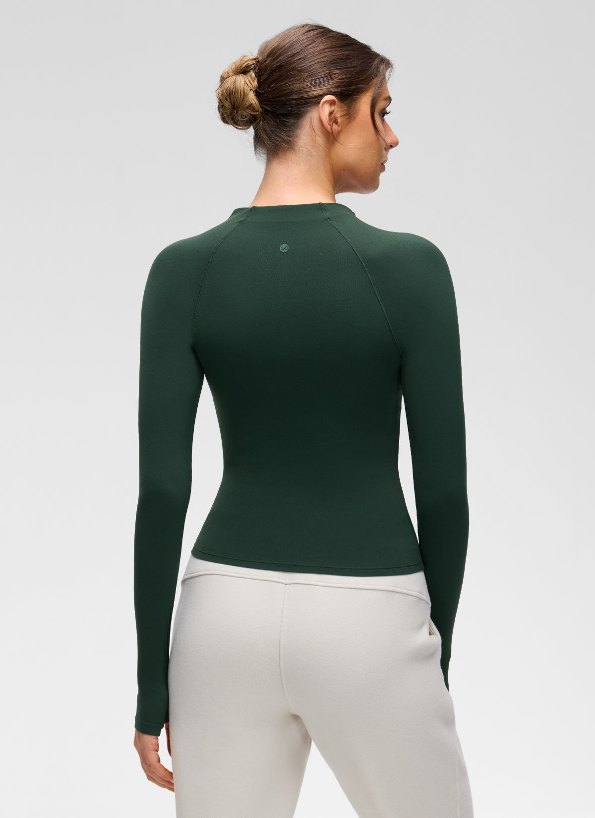 CRZ YOGA Women's Softembrace Casual Half-Zip Waist Length Long Sleeve Legend Green