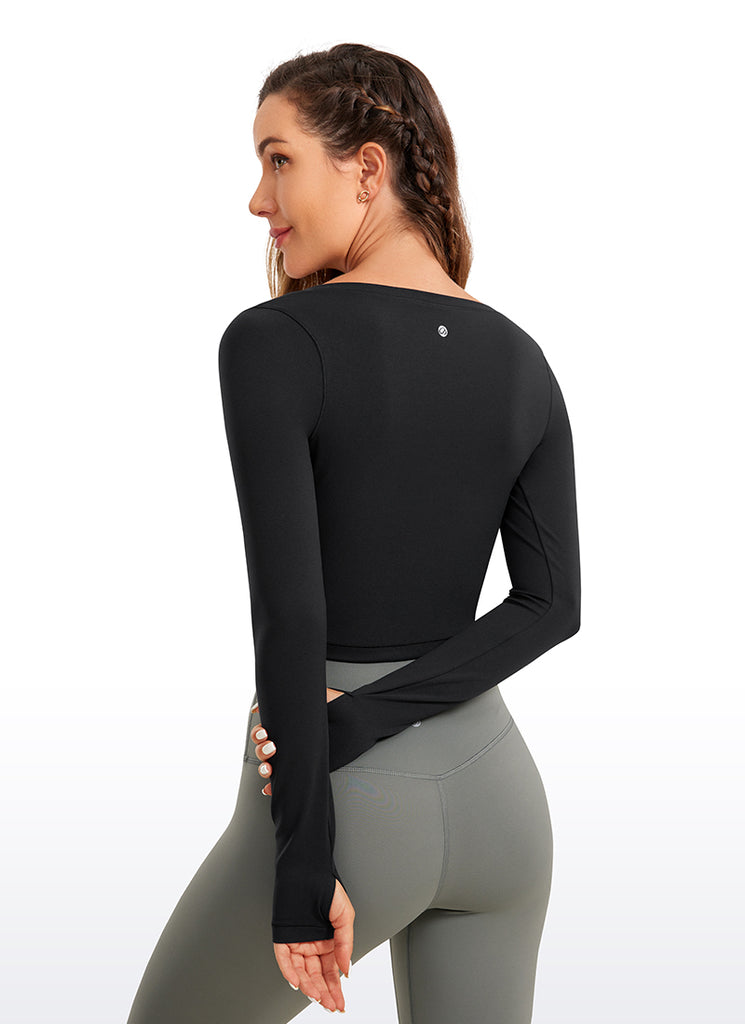 CRZ YOGA Leggings de yoga de manga larga Butterluxe para mujer Black