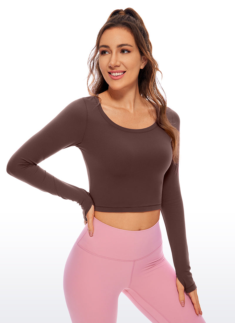CRZ YOGA Leggings de yoga de manga larga Butterluxe para mujer Taupe