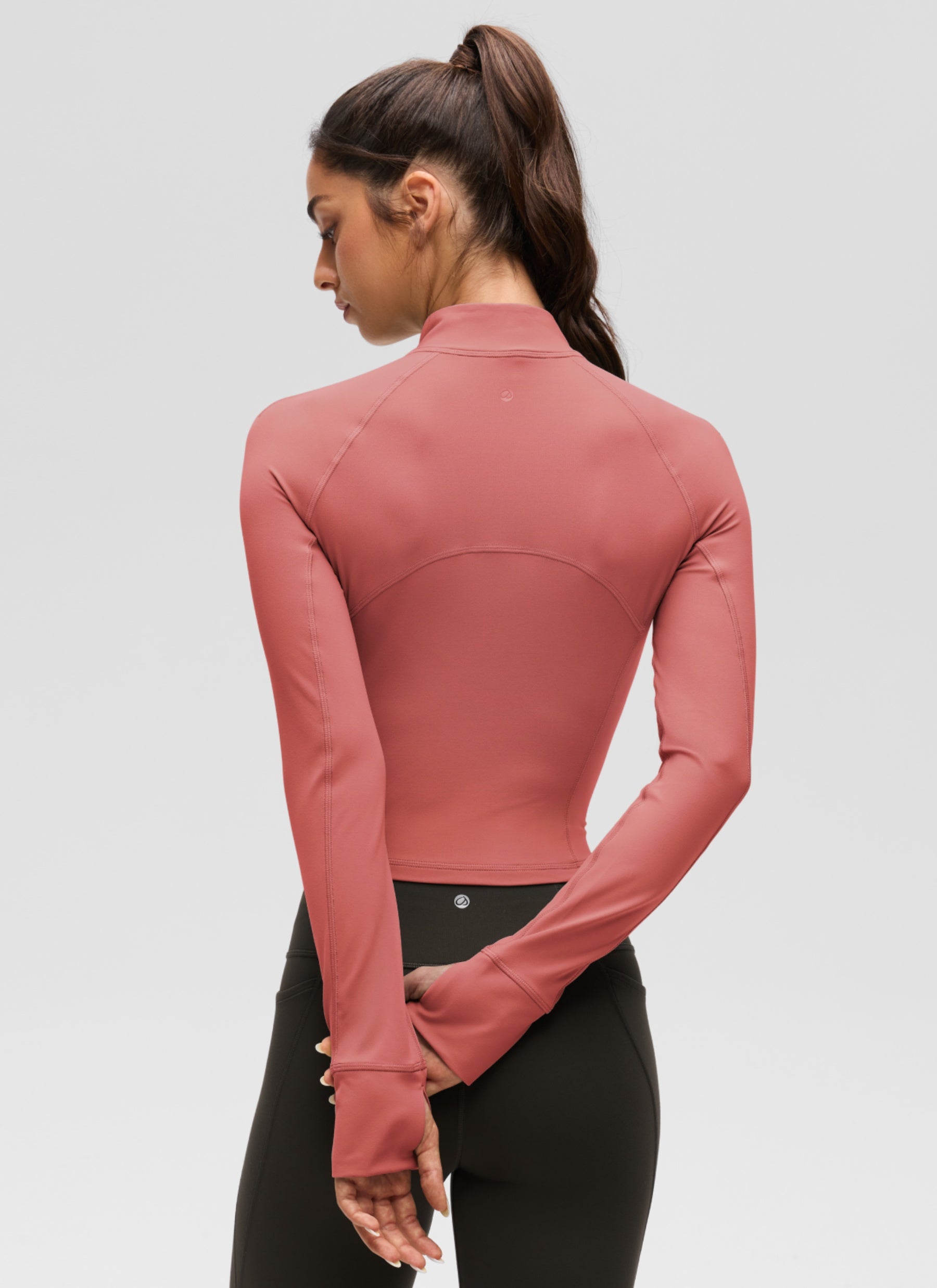 CRZ YOGA Women's Yoga Slim Fit Tops Butterluxe Half-Zip Long Sleeve Briar Rose