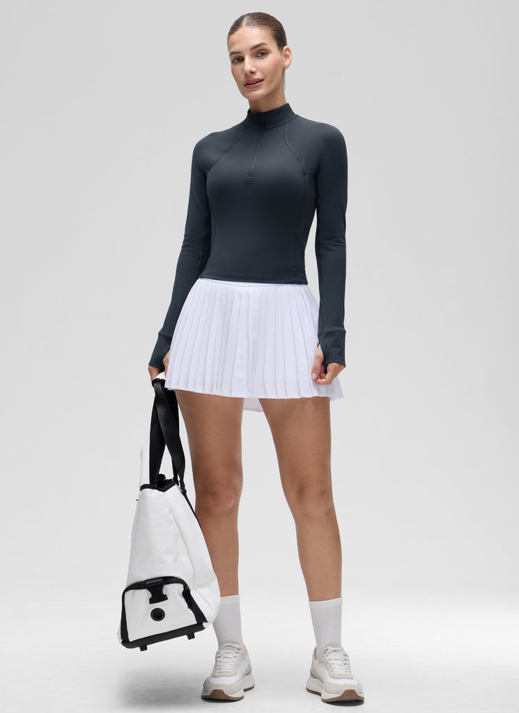 CRZ YOGA Women's Yoga Slim Fit Tops Butterluxe Half-Zip Long Sleeve True Navy