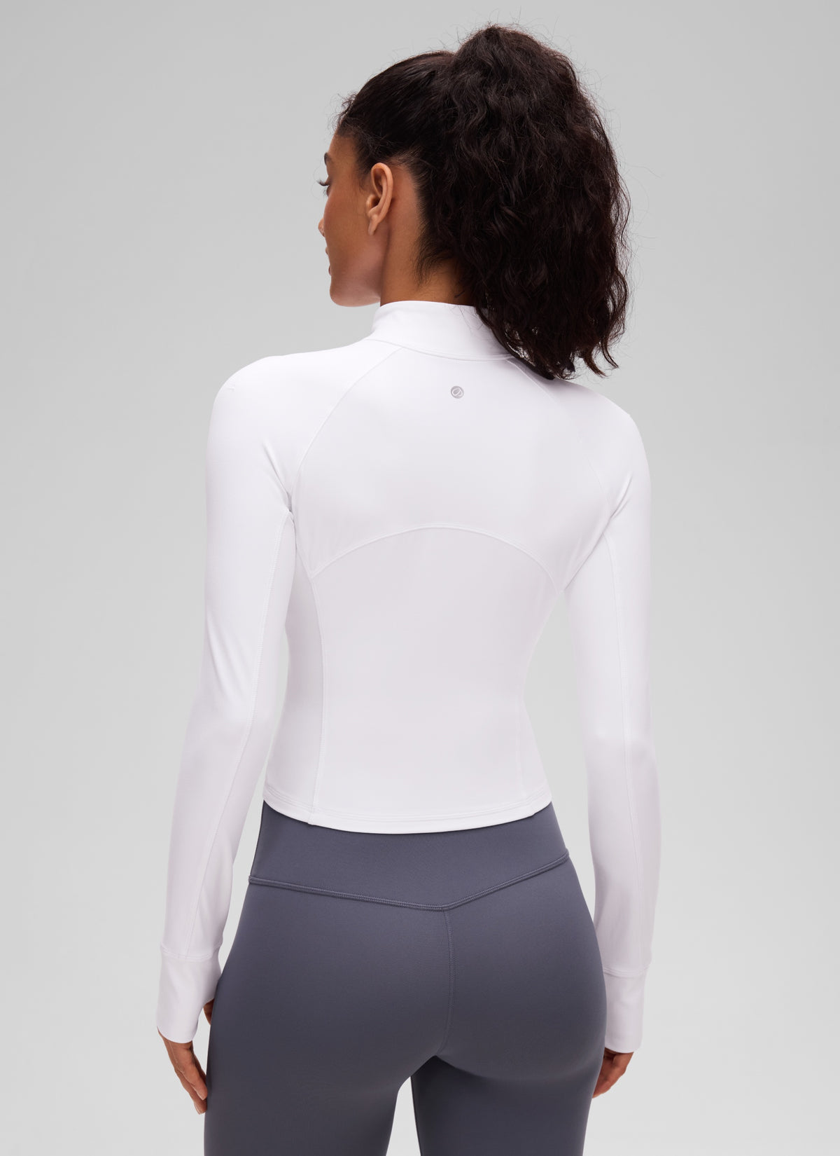CRZ YOGA Women's Yoga Slim Fit Tops Butterluxe Half-Zip Long Sleeve White
