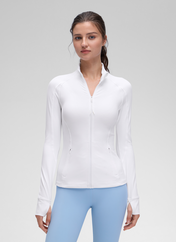 CRZ YOGA Women's Yoga Slim Fit Tops Butterluxe Full Zip Long Sleeves Black