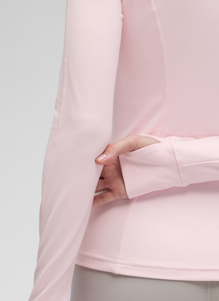 CRZ YOGA Women's Yoga Slim Fit Tops Butterluxe Full Zip Long Sleeves Strawberry Pink