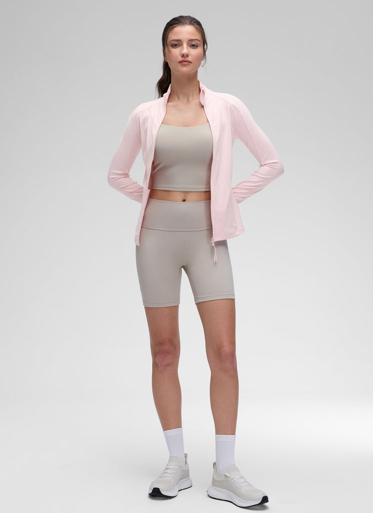 CRZ YOGA Women's Yoga Slim Fit Tops Butterluxe Full Zip Long Sleeves White