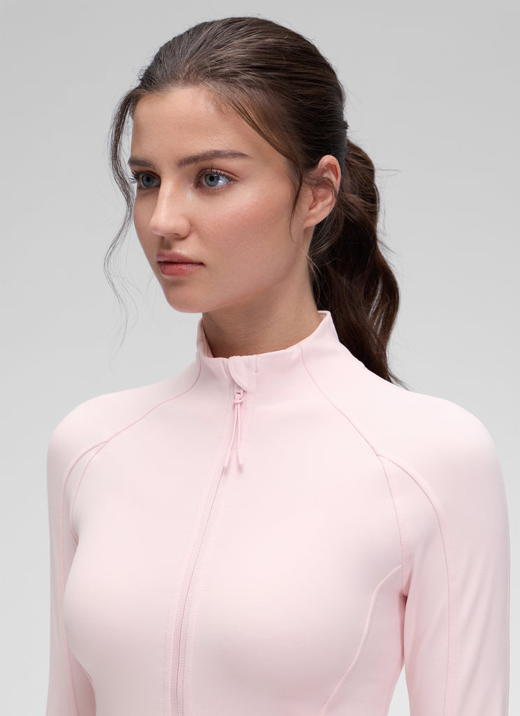 CRZ YOGA Women's Yoga Slim Fit Tops Butterluxe Full Zip Long Sleeves Strawberry Pink